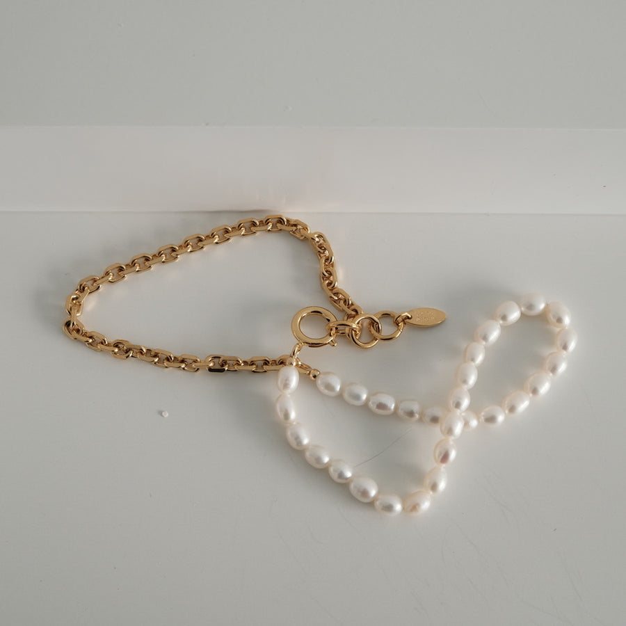 Classic Twist Chain Pearl Necklace (18K Gold-plated)