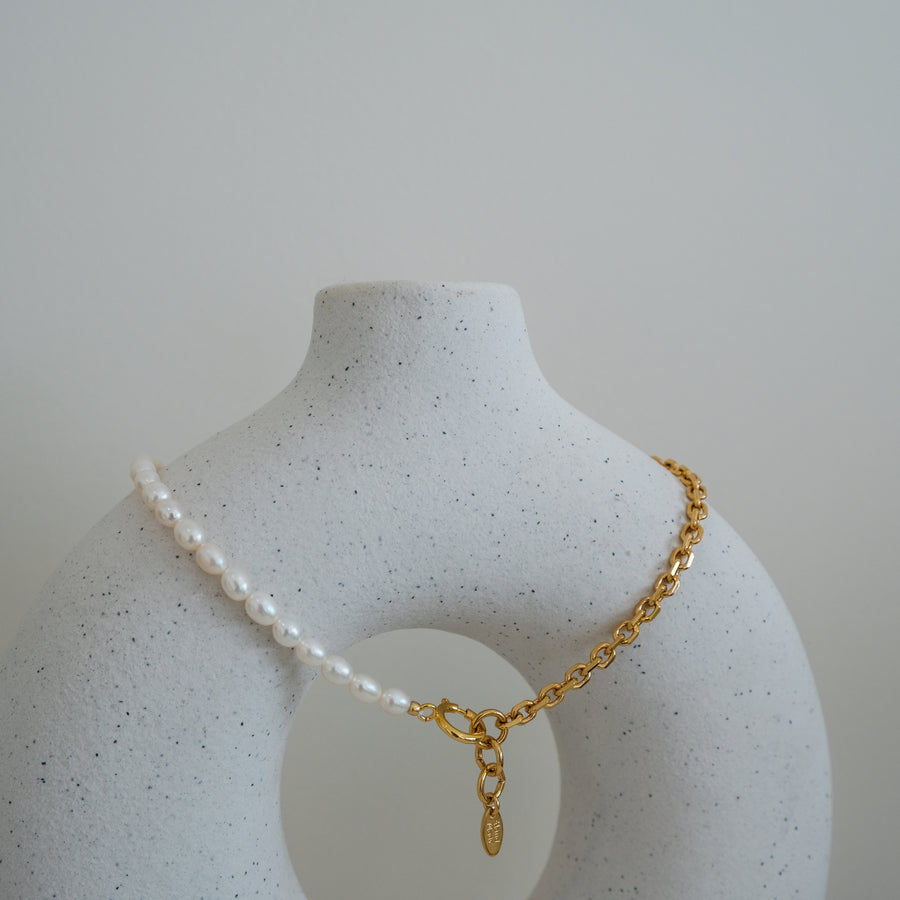 Classic Twist Chain Pearl Necklace (18K Gold-plated)