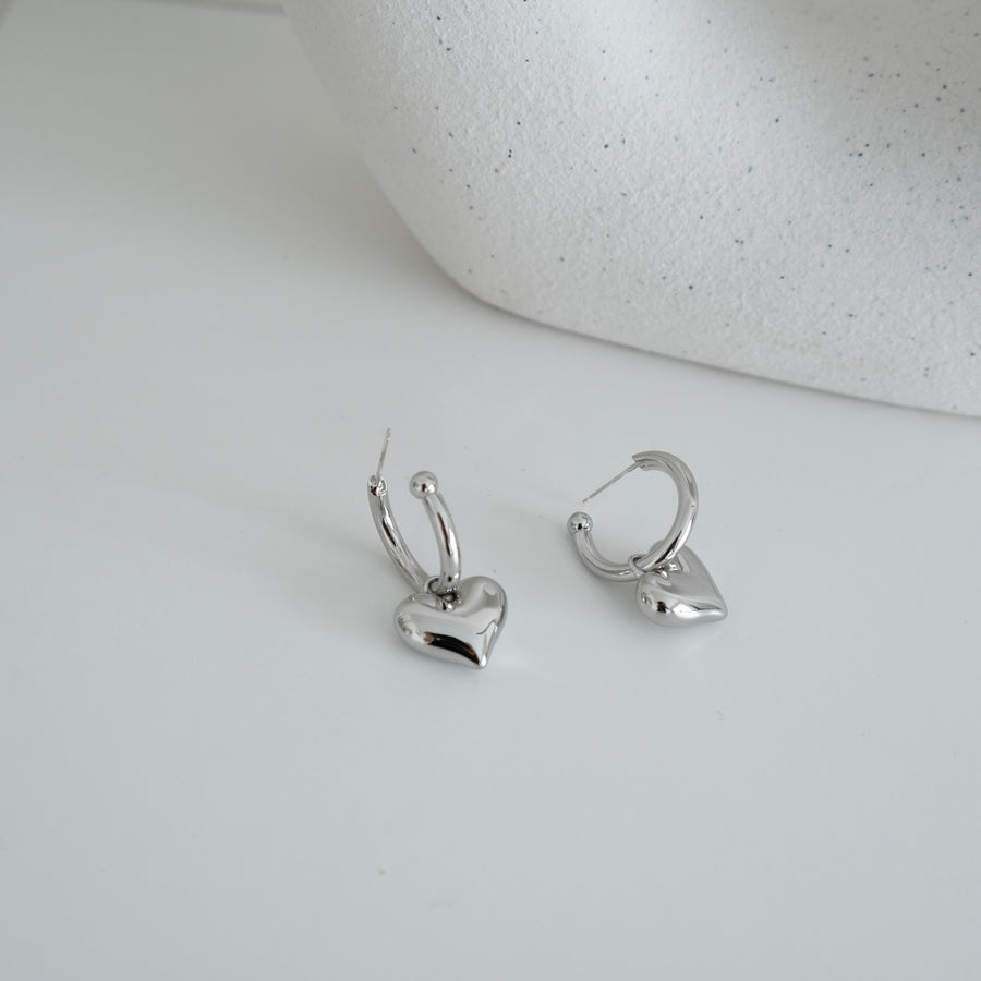 Chubby Silver Heart Earrings