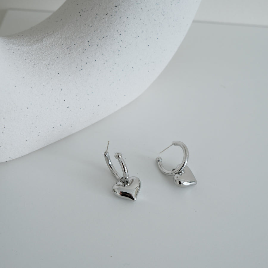 Chubby Silver Heart Earrings