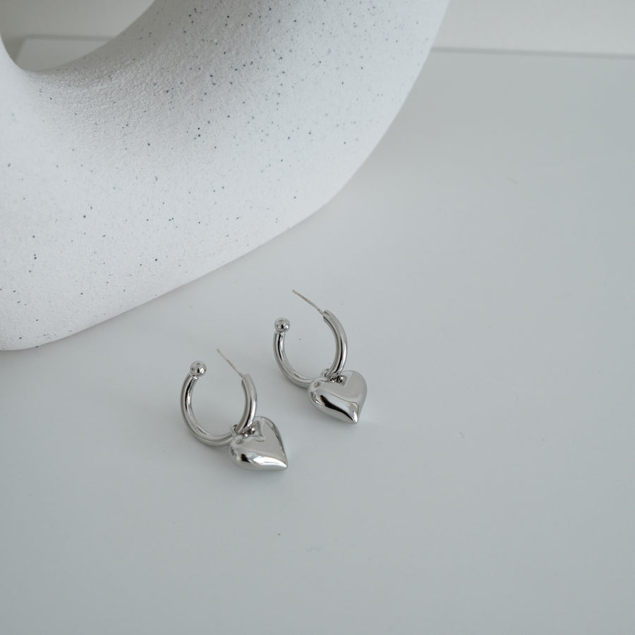 Chubby Silver Heart Earrings