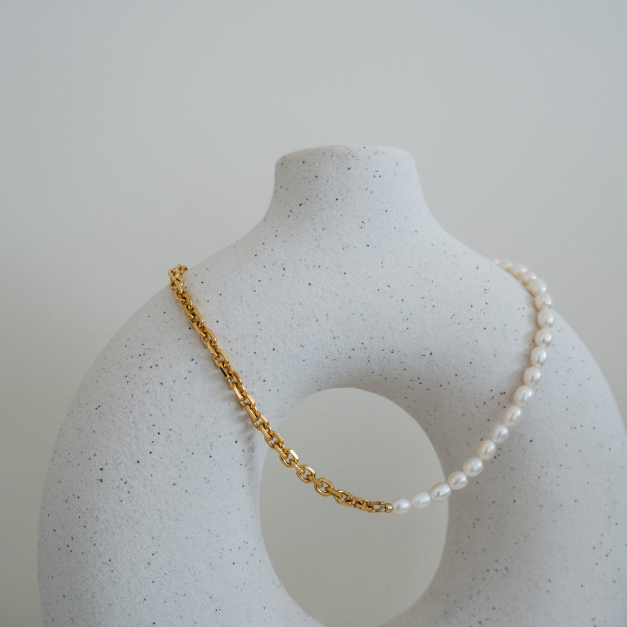 Classic Twist Chain Pearl Necklace (18K Gold-plated)